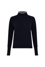 Load image into Gallery viewer, Navy/ Cream Check sleeve Cashmere Mix Navy Check sleeve
