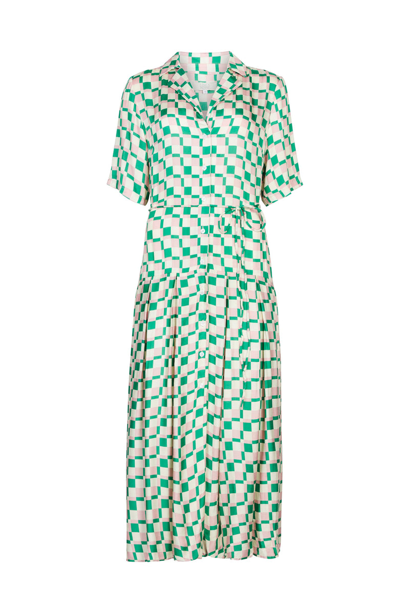 Pink/ Green Checkerboard Shirt Dress – Mirla Beane
